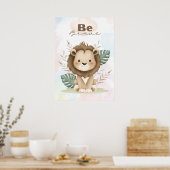 Uplifting  Lion nursery wall poster Be brave ポスター (キッチン)