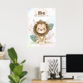 Uplifting  Lion nursery wall poster Be brave ポスター (ホームオフィス)