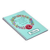 Uplifting Psalm 118:24花リースカラフル名 ノートブック (右側)