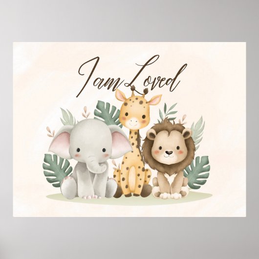 Uplifting  Safari nursery wall poster I am Loved ポスター (正面)