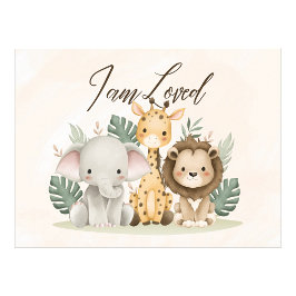 Uplifting  Safari nursery wall poster I am Loved ポスター