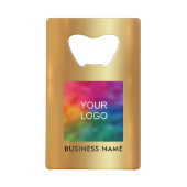 Upload Business Logo QR Code Url Faux Gold クレジットカード栓抜き (正面)