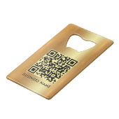 Upload Business Logo QR Code Url Faux Gold クレジットカード栓抜き (裏面アングル)