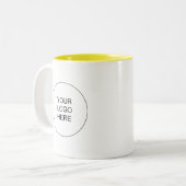 Upload Business Logo Yellow And White Promotional ツートーンマグカップ (正面左)