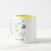 Upload Childs Drawing Turn Kids Artwork to Mug ツートーンマグカップ (正面左)