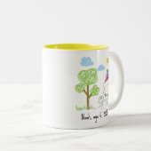 Upload Childs Drawing Turn Kids Artwork to Mug ツートーンマグカップ (正面右)