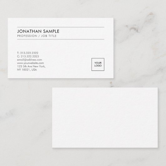 Upload Logo Elegant Modern Simple Professional 名刺 (正面/裏面)