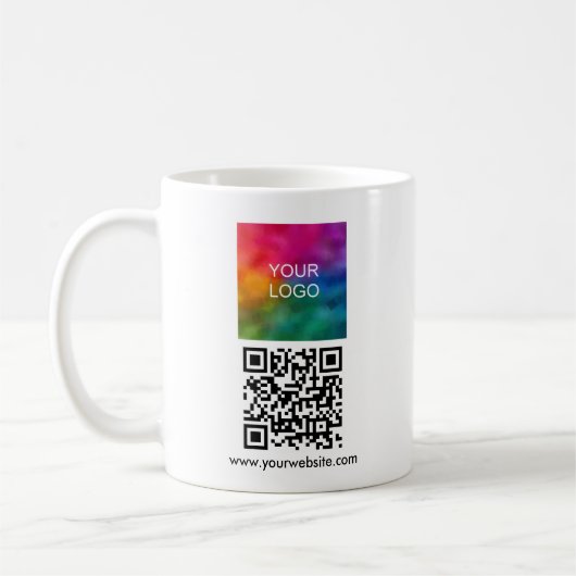 Upload Logo Sleek Template Scannable QR Code コーヒーマグカップ (左)
