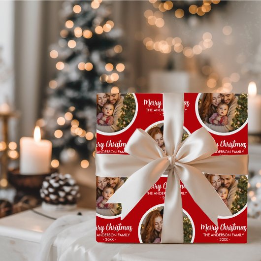 Upload Picture Personalized Photo & text Christmas ラッピングペーパー