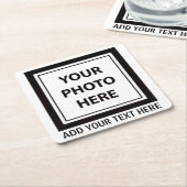 Upload Picture Photo & Add Text – Customize スクエアペーパーコースター (アングル)