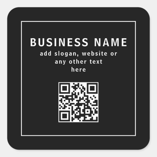 Upload QR code or Logo | Modern Black スクエアシール (正面)