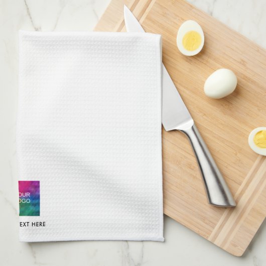 Upload Your Company Logo Custom Text Template キッチンタオル (四つ折り)