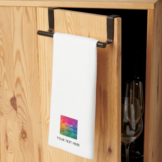 Upload Your Company Logo Custom Text Template キッチンタオル (三つ折り)