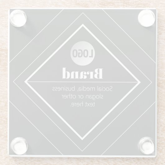 Upload Your Logo & Customizable Text Design ガラスコースター (裏面)