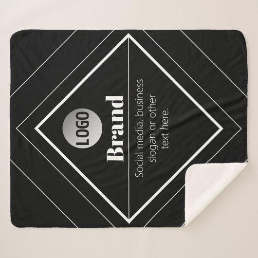 Upload Your Logo & Customizable Text Design シェルパブランケット (正面(横))