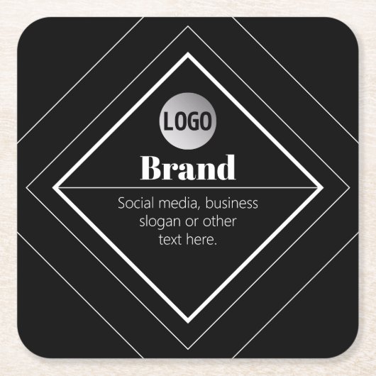 Upload Your Logo & Customizable Text Design スクエアペーパーコースター (正面)