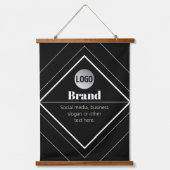 Upload Your Logo & Customizable Text Design 吊り下げ型タペストリー (正面)