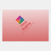 Upload Your Logo Merry Christmas Red White ラッピングペーパーシート (正面)
