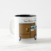 UPSドライパーソナライズされたバ – 女性の漫画 ツートーンマグカップ (正面左)