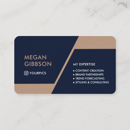 Upscale Navy Blue & Gold Geometric Business 名刺 (裏面)