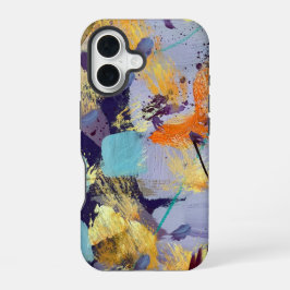 Upscale purple, gold, and blue abstract art iPhone 16ケース