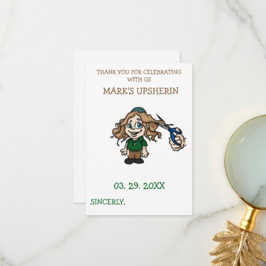 Upsherin Thank you Greeting Cards サンキューカード (正面/裏面インサイチュ)