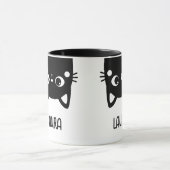 Upside おもしろい Down Black Cat（名前Mag） マグカップ (中央)