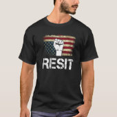 Upside Down American Flag Resist Establishment   Tシャツ (正面)