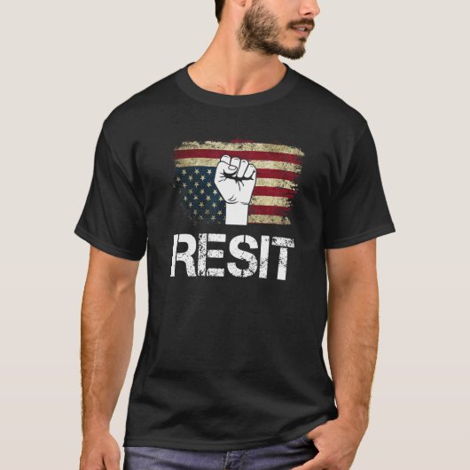 Upside Down American Flag Resist Establishment   Tシャツ (正面)