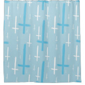 upside down inverted cross pastel blue シャワーカーテン (正面)