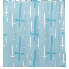 upside down inverted cross pastel blue シャワーカーテン