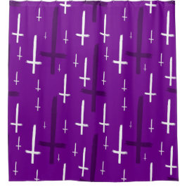 upside down inverted cross purple シャワーカーテン