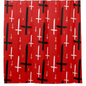  upside down inverted cross red black シャワーカーテン (正面)