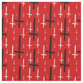  upside down inverted cross red black ファブリック