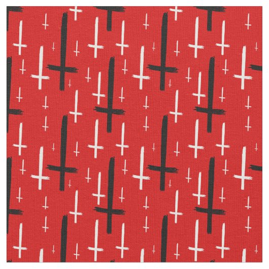 upside down inverted cross red black ファブリック (クローズアップ)