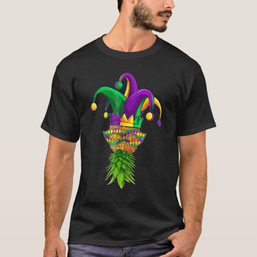 Upside Down Pineapple Mask Mardi Gras  Kids Men Wo Tシャツ (正面)