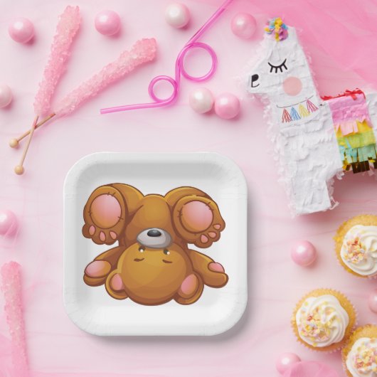 Upside Down Teddy Bear ペーパープレート (パーティー)