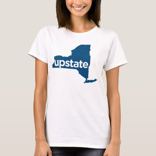 upstate。 流れのニューヨークの地図のティー tシャツ (正面)