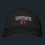 UPSTATE NYホワイトとレッドオンブラックヴィンテージスタイル 刺繍入りキャップ<br><div class="desc">UPSTATE NY白と赤の刺繍の黒いヴィンテージスタイル動揺して綿帽子。刺繍は、「編集デザイン」ツールボタンを選択して他の色の選択にカスタマイズ可能。メインアイテムページで色の選択を選択することもできます。</div>