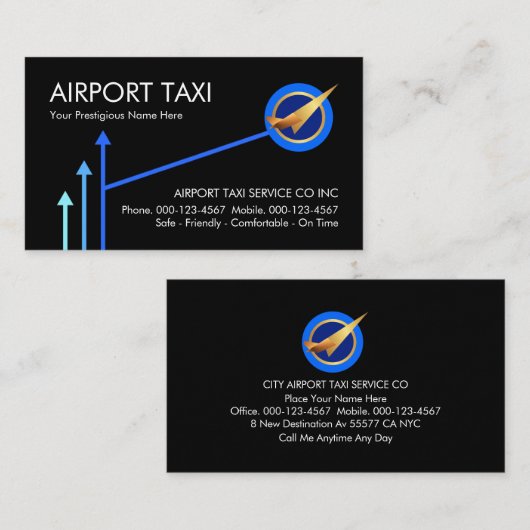 Upwards Sky Arrows Airport Plane Runway 名刺 (正面/裏面)