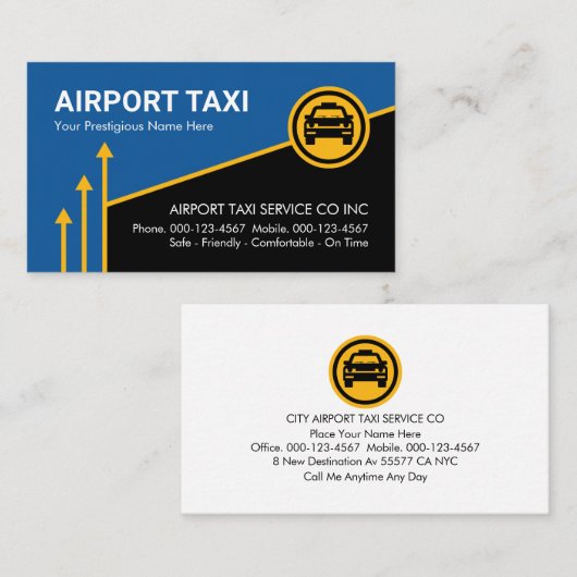 Upwards Yellow Sky Arrows Airport Runway 名刺 (正面/裏面)