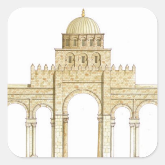 Uqbaのモスク。 Kairouanチュニジア。 主要なfaçade スクエアシール (正面)