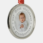 ur First Christmas as Grandparents 2025 Grandbaby  メタルオーナメント (右)