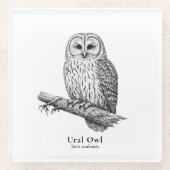 Ural Owl ガラスコースター (正面)