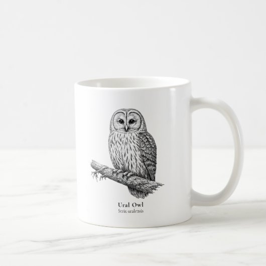 Ural Owl Black & White Coffee Mug コーヒーマグカップ (右)