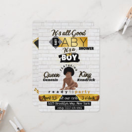 Urban Afro Baby Boy| ヒップホップレトロベビーシャワー 招待状