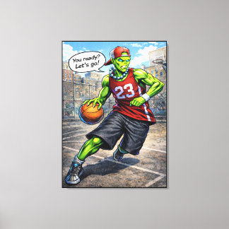 Urban Alien Basketball Player - Comic Style Art キャンバスプリント
