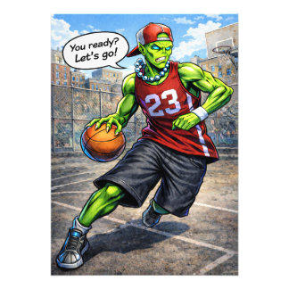 Urban Alien Basketball Player - Comic Style Art フォトプリント