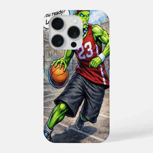 Urban Alien Basketball Player - Comic Style Art iPhoneケース (裏面)
