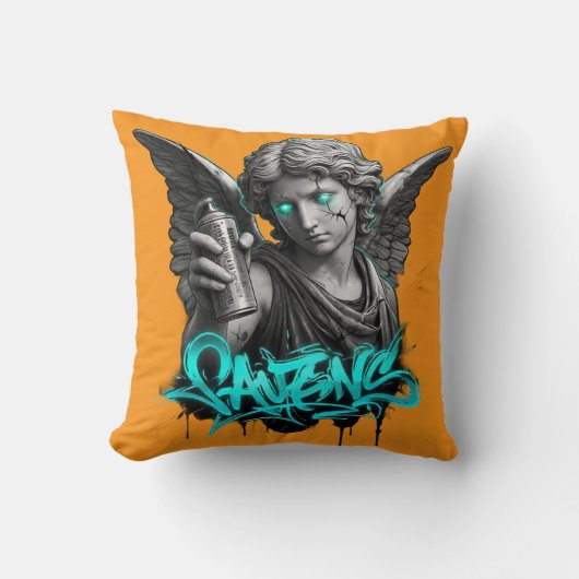 Urban Angel Graffiti Cushion – Broken Statue Stree クッション (正面)